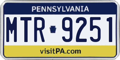 PA license plate MTR9251