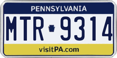 PA license plate MTR9314