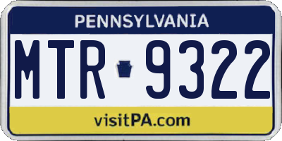 PA license plate MTR9322