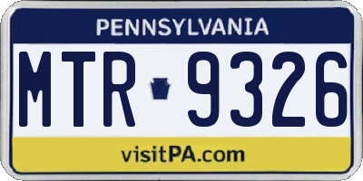 PA license plate MTR9326