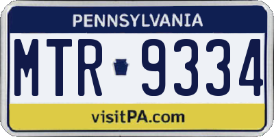 PA license plate MTR9334