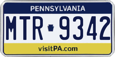 PA license plate MTR9342