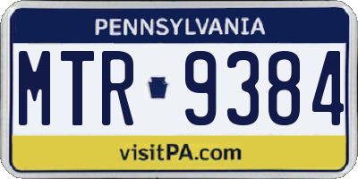 PA license plate MTR9384
