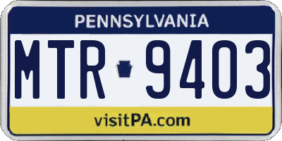 PA license plate MTR9403