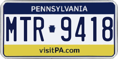 PA license plate MTR9418