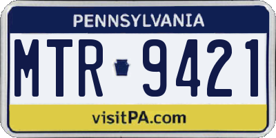 PA license plate MTR9421