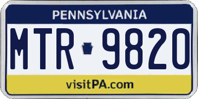 PA license plate MTR9820