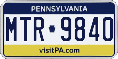 PA license plate MTR9840