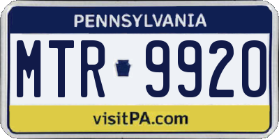 PA license plate MTR9920