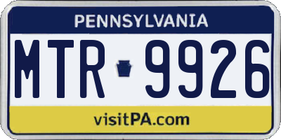 PA license plate MTR9926