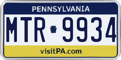 PA license plate MTR9934