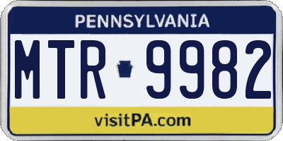 PA license plate MTR9982