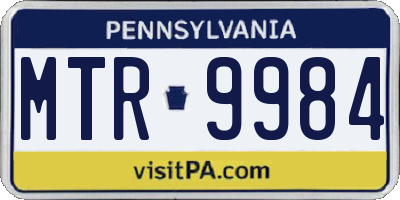 PA license plate MTR9984