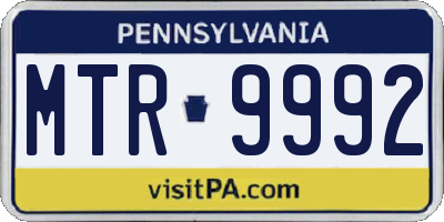 PA license plate MTR9992