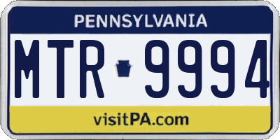 PA license plate MTR9994