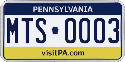 PA license plate MTS0003