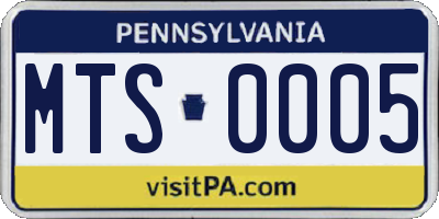 PA license plate MTS0005