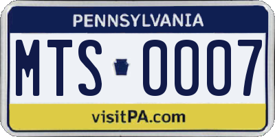 PA license plate MTS0007