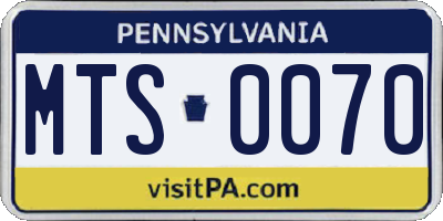 PA license plate MTS0070