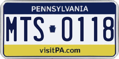 PA license plate MTS0118