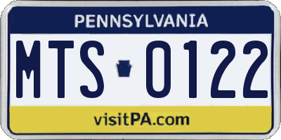 PA license plate MTS0122