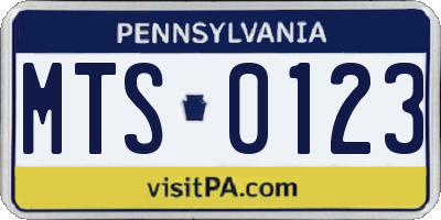 PA license plate MTS0123