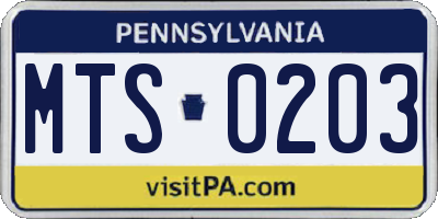 PA license plate MTS0203