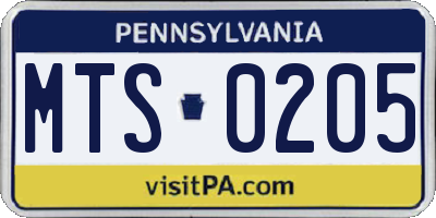 PA license plate MTS0205