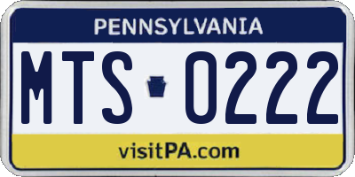 PA license plate MTS0222