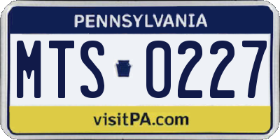 PA license plate MTS0227