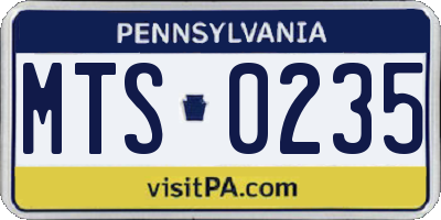 PA license plate MTS0235