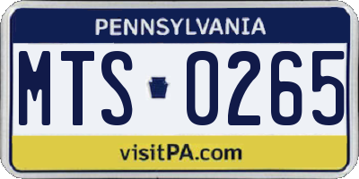 PA license plate MTS0265