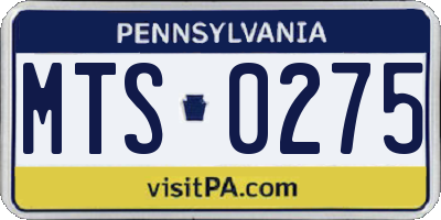 PA license plate MTS0275