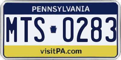 PA license plate MTS0283