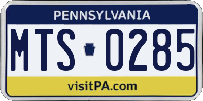 PA license plate MTS0285