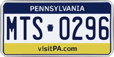 PA license plate MTS0296