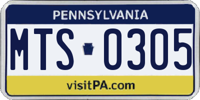 PA license plate MTS0305