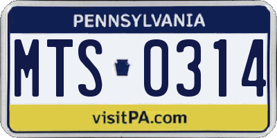 PA license plate MTS0314