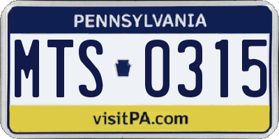 PA license plate MTS0315