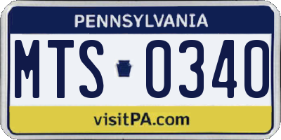 PA license plate MTS0340