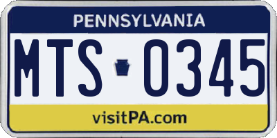 PA license plate MTS0345