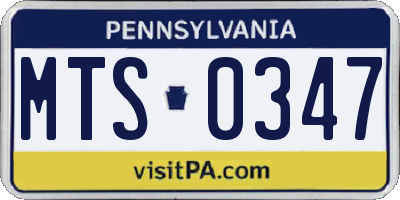 PA license plate MTS0347