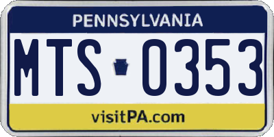 PA license plate MTS0353