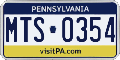 PA license plate MTS0354