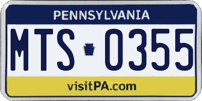 PA license plate MTS0355