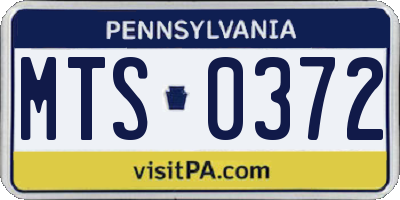 PA license plate MTS0372