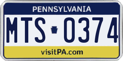PA license plate MTS0374