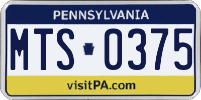 PA license plate MTS0375