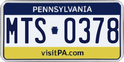 PA license plate MTS0378