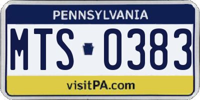 PA license plate MTS0383